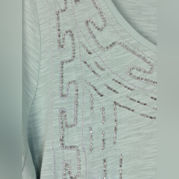 Lucky Brand Mint Green 2X Blouse With Delicate Beading - Picture 3 of 11